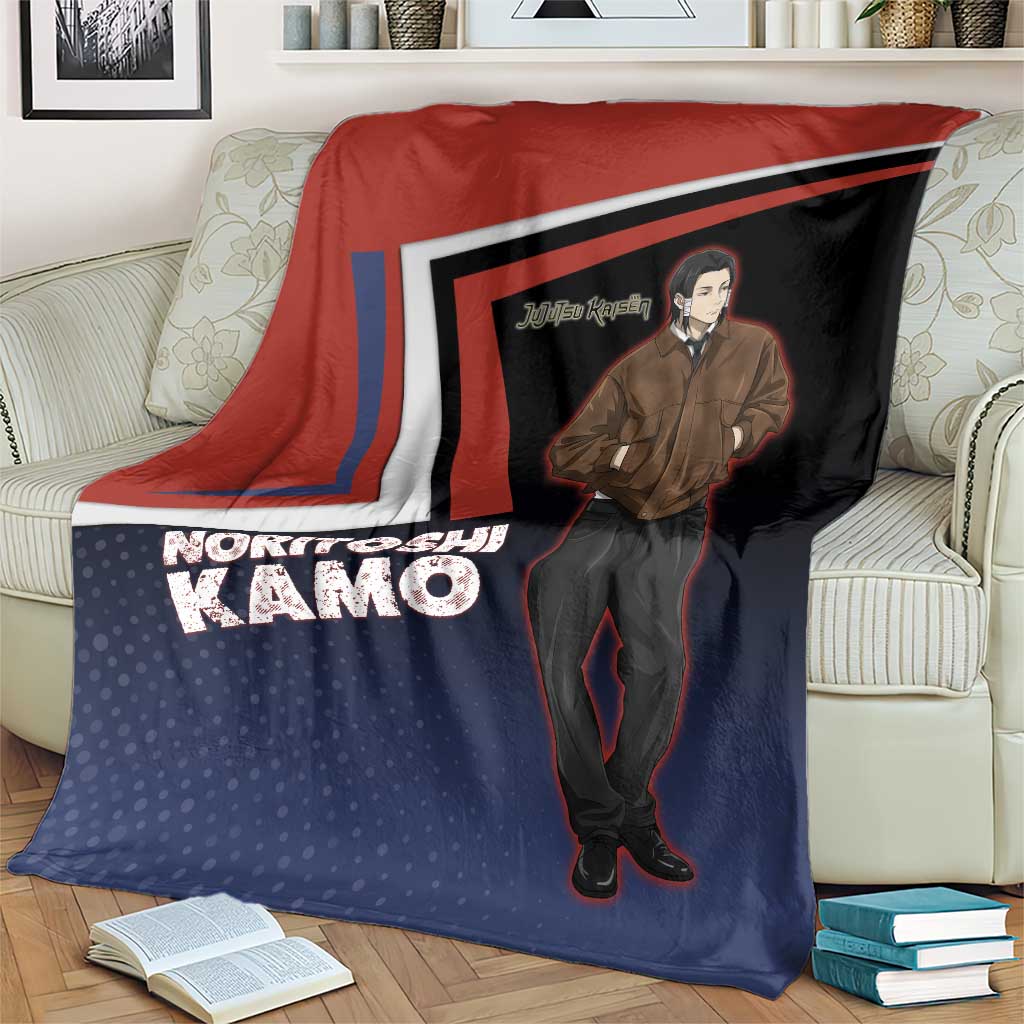 Noritoshi Kamo Blanket Red and Navy Anime Style
