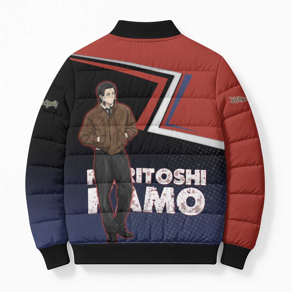 Noritoshi Kamo Bomber Puffer Jacket Red and Navy Anime Style