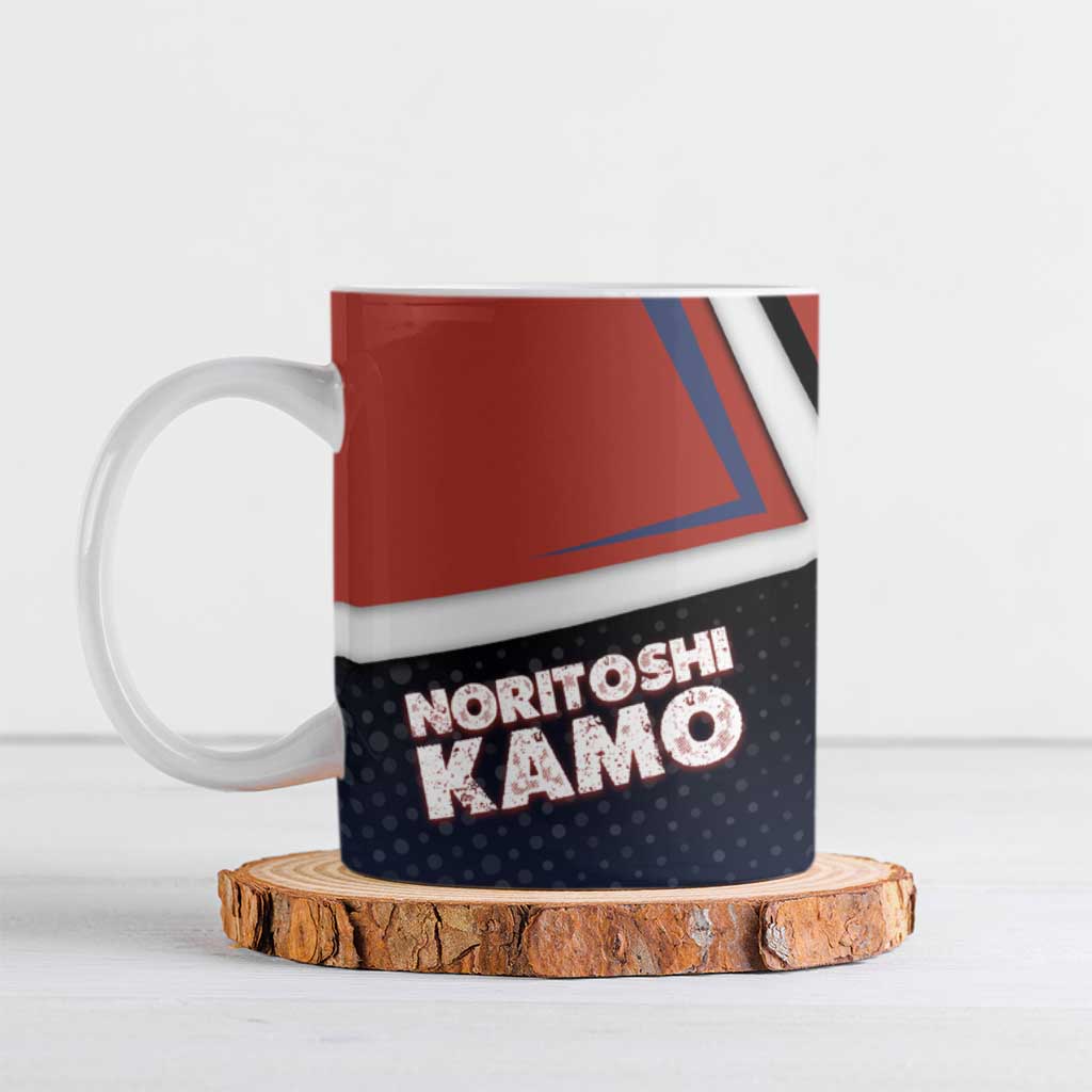 Noritoshi Kamo Ceramic Mug Red and Navy Anime Style