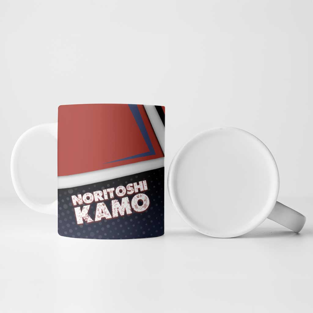 Noritoshi Kamo Ceramic Mug Red and Navy Anime Style