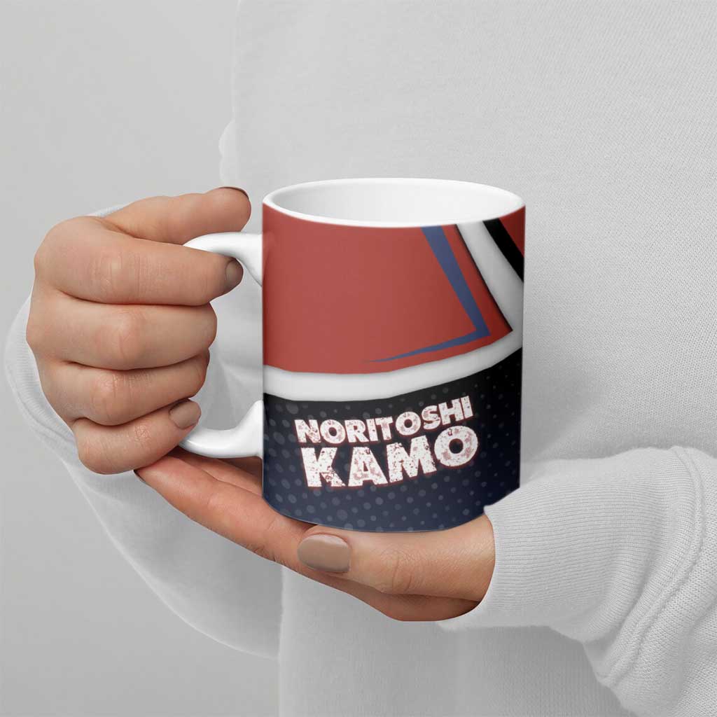 Noritoshi Kamo Ceramic Mug Red and Navy Anime Style