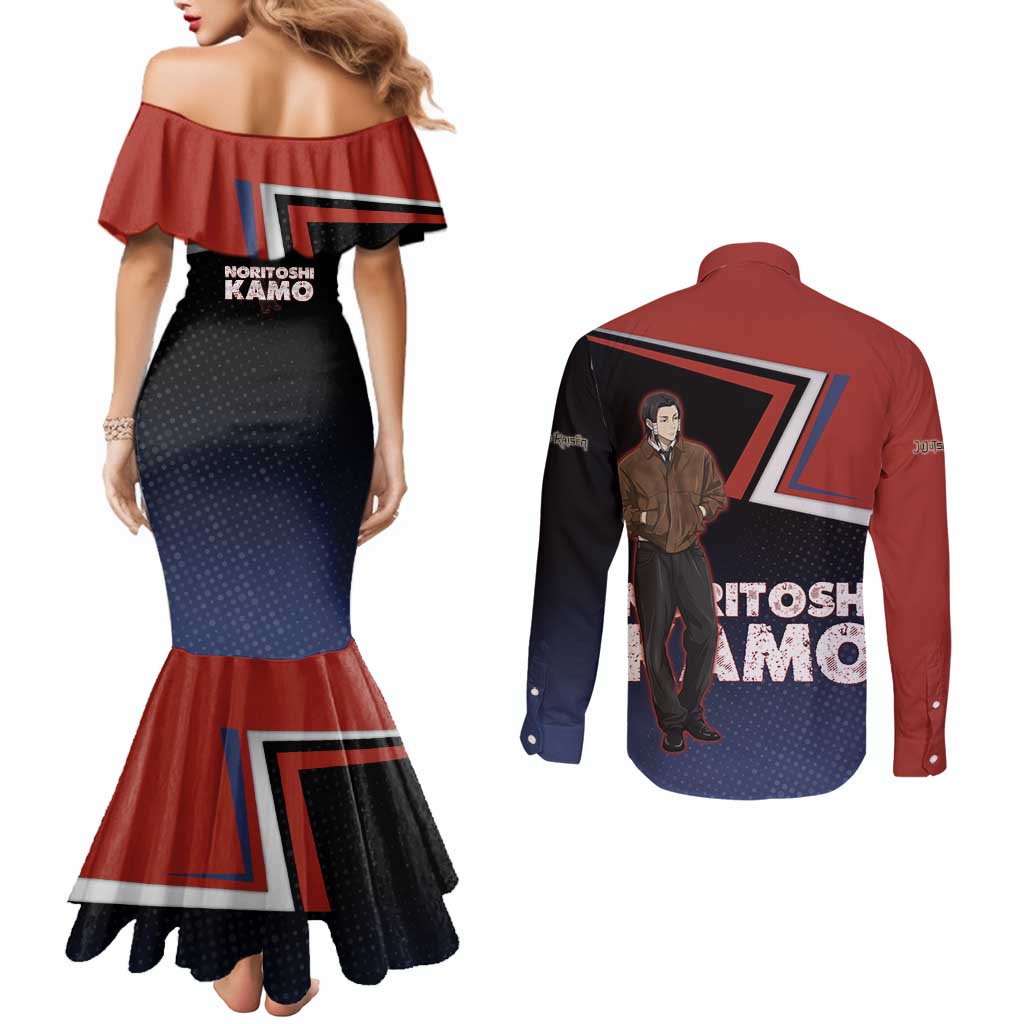 Noritoshi Kamo Couples Matching Mermaid Dress and Long Sleeve Button Shirt Red and Navy Anime Style