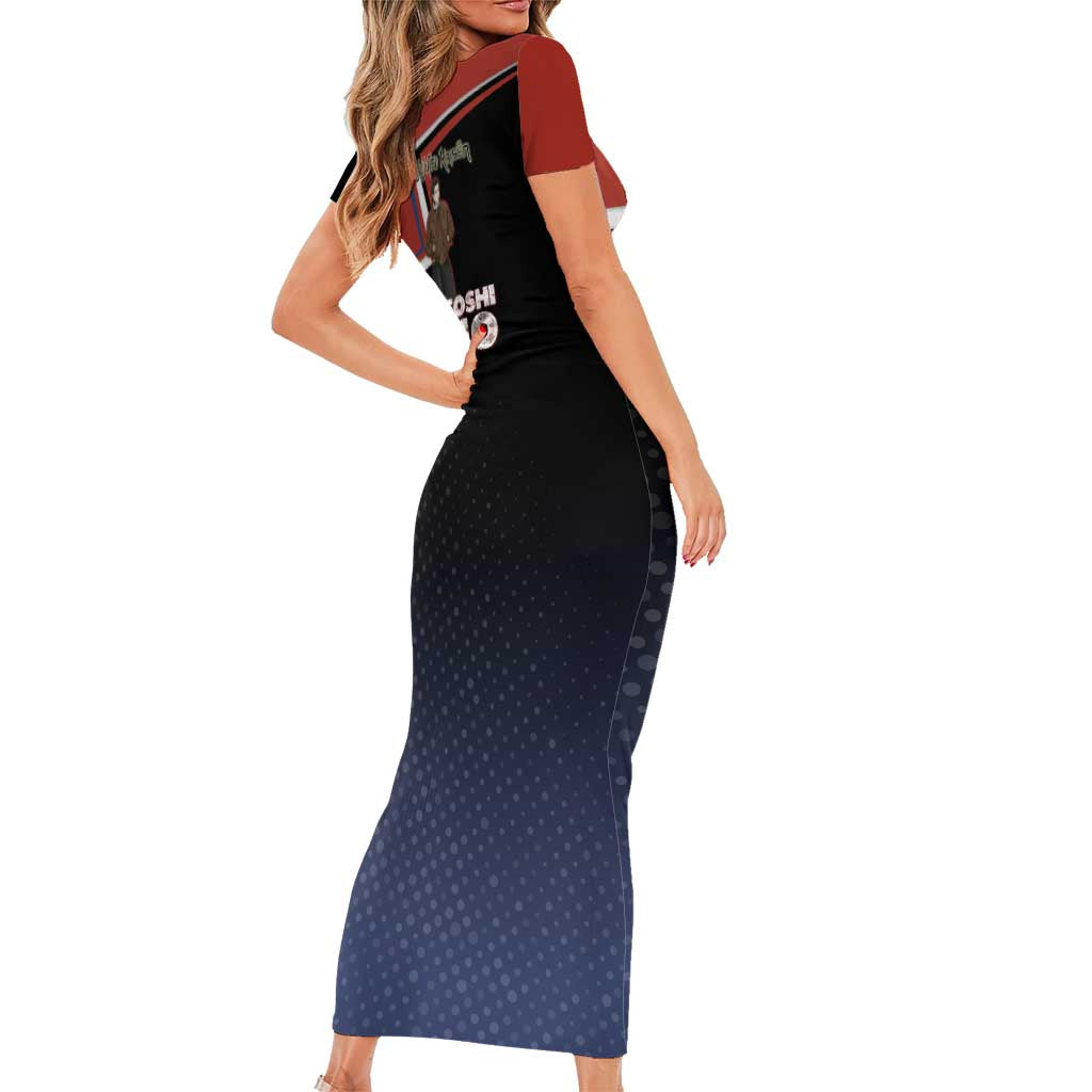 Noritoshi Kamo Family Matching Short Sleeve Bodycon Dress and Hawaiian Shirt Red and Navy Anime Style
