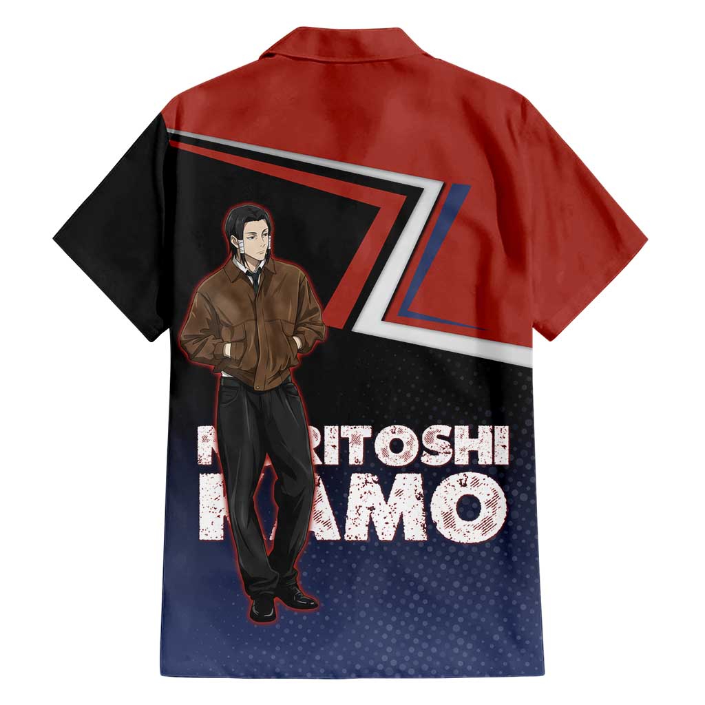 Noritoshi Kamo Family Matching Summer Maxi Dress and Hawaiian Shirt Red and Navy Anime Style