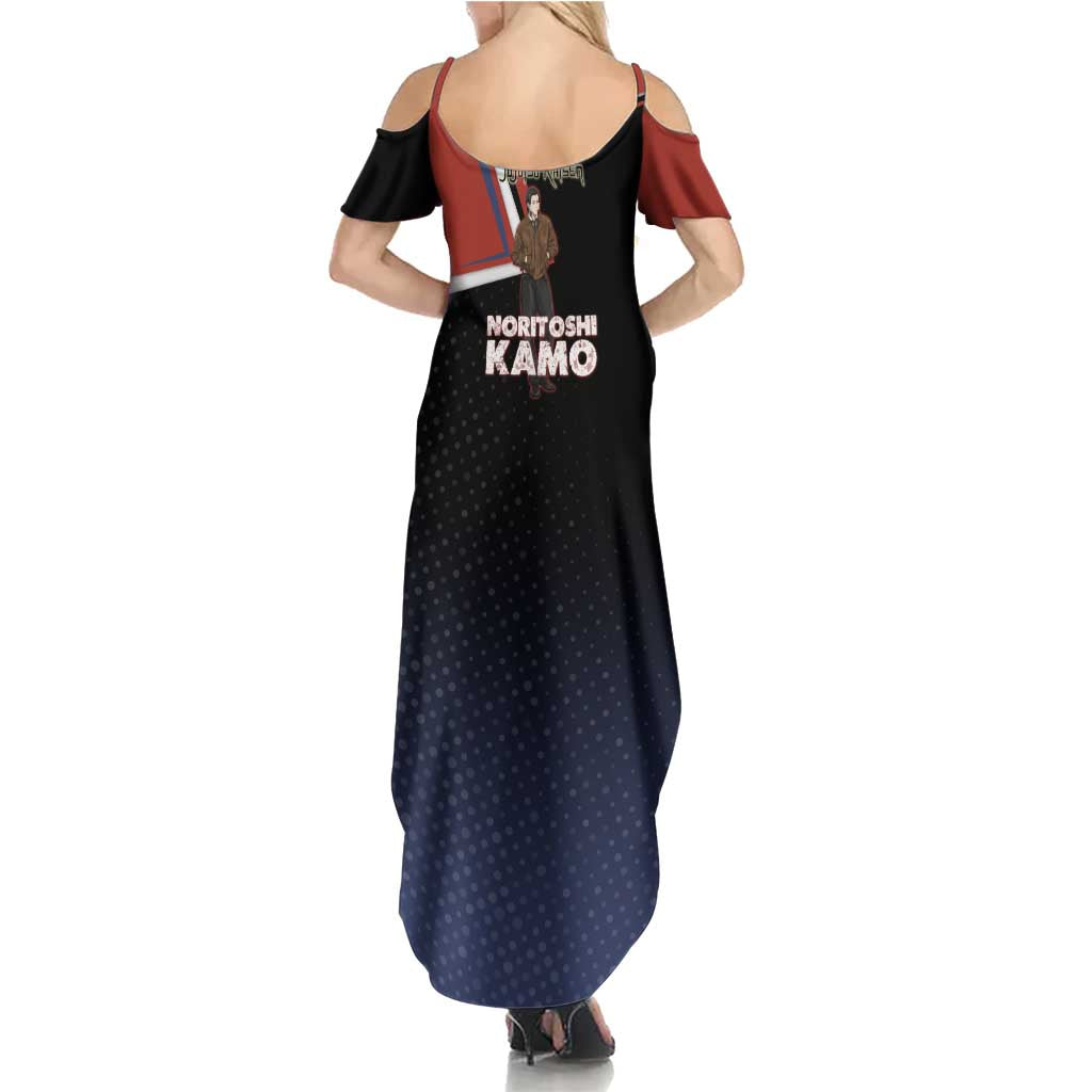 Noritoshi Kamo Family Matching Summer Maxi Dress and Hawaiian Shirt Red and Navy Anime Style
