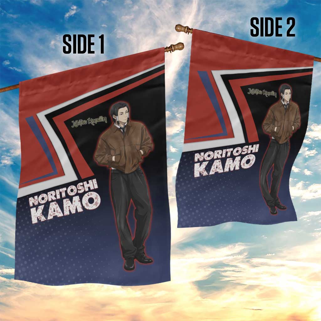 Noritoshi Kamo Garden Flag Red and Navy Anime Style