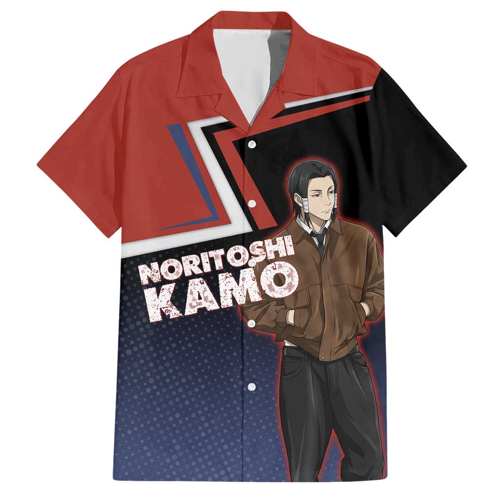 Noritoshi Kamo Hawaiian Shirt Red and Navy Anime Style