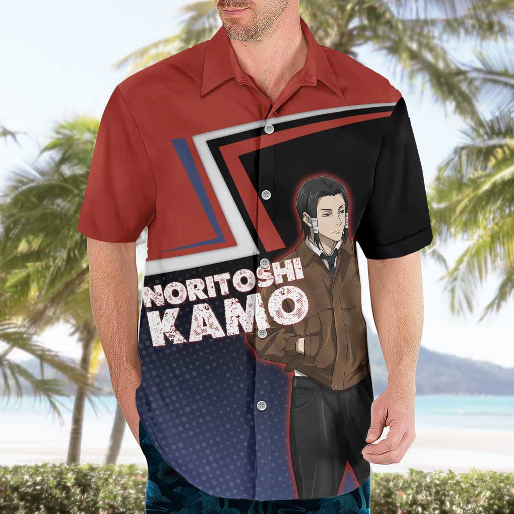 Noritoshi Kamo Hawaiian Shirt Red and Navy Anime Style