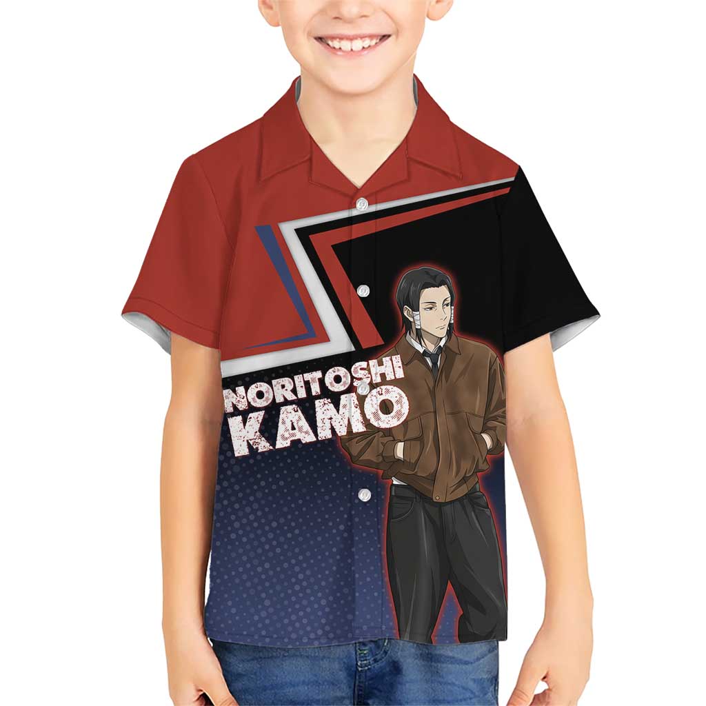 Noritoshi Kamo Hawaiian Shirt Red and Navy Anime Style