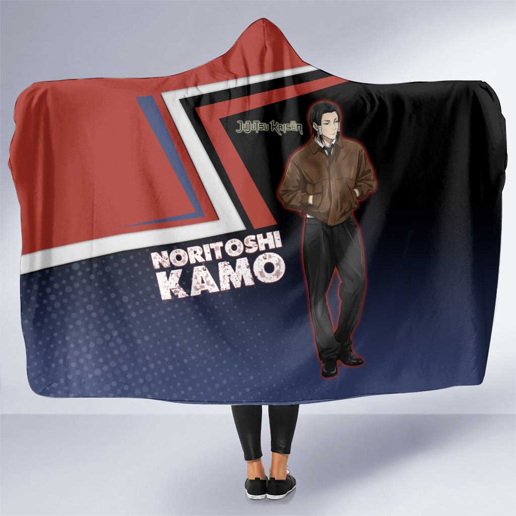 Noritoshi Kamo Hooded Blanket Red and Navy Anime Style