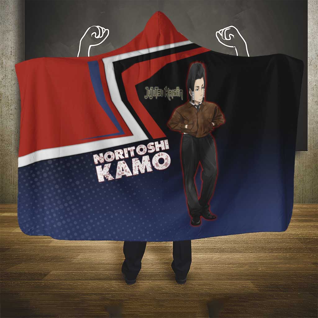 Noritoshi Kamo Hooded Blanket Red and Navy Anime Style