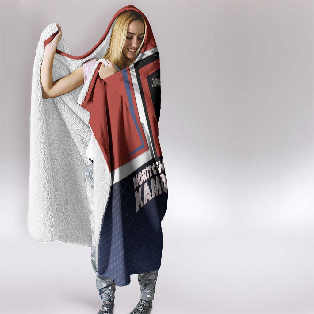 Noritoshi Kamo Hooded Blanket Red and Navy Anime Style