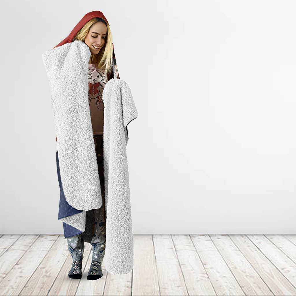 Noritoshi Kamo Hooded Blanket Red and Navy Anime Style