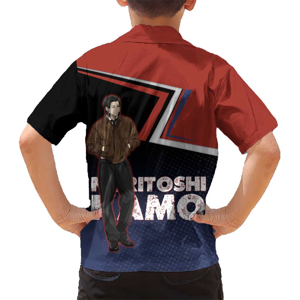 Noritoshi Kamo Kid Hawaiian Shirt Red and Navy Anime Style