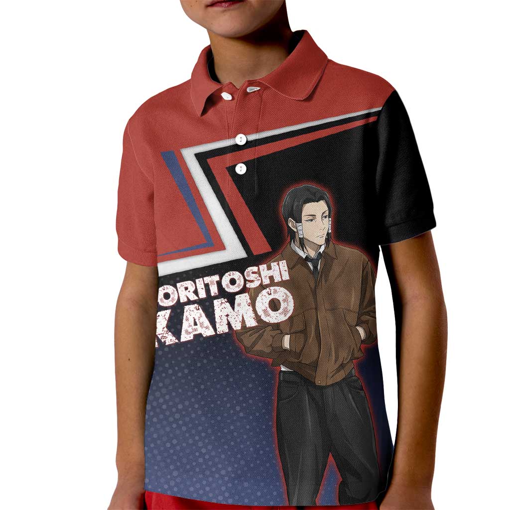 Noritoshi Kamo Kid Polo Shirt Red and Navy Anime Style