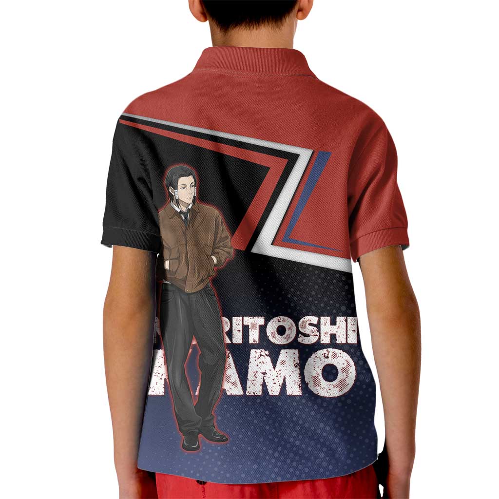 Noritoshi Kamo Kid Polo Shirt Red and Navy Anime Style