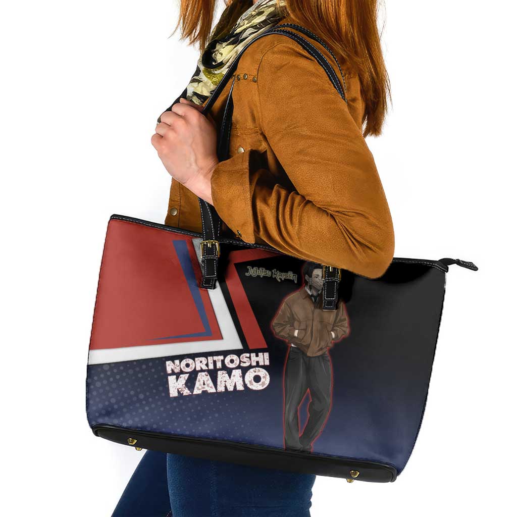 Noritoshi Kamo Leather Tote Bag Red and Navy Anime Style