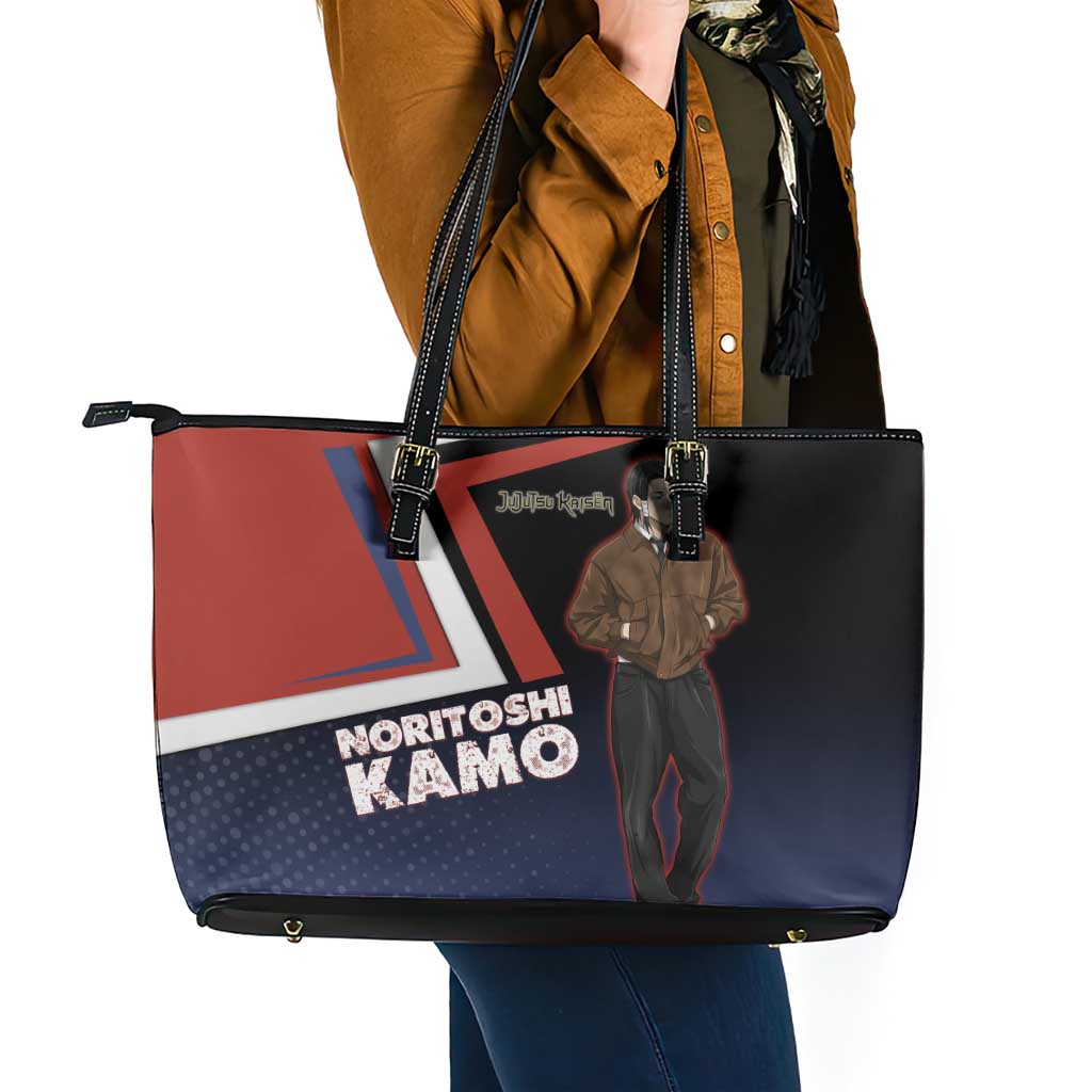 Noritoshi Kamo Leather Tote Bag Red and Navy Anime Style