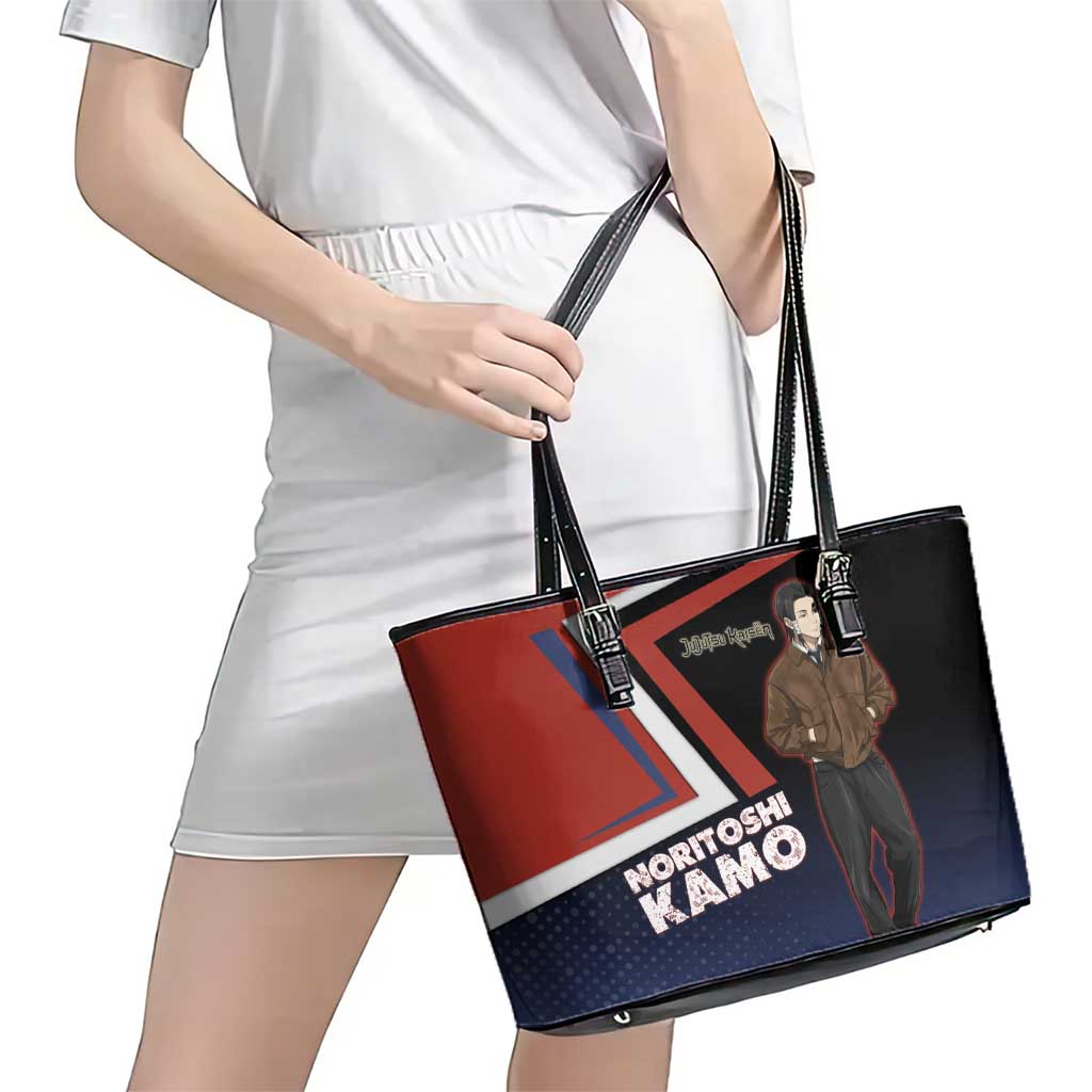 Noritoshi Kamo Leather Tote Bag Red and Navy Anime Style