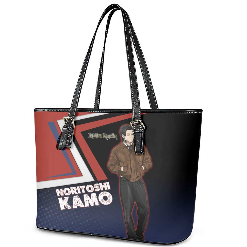 Noritoshi Kamo Leather Tote Bag Red and Navy Anime Style