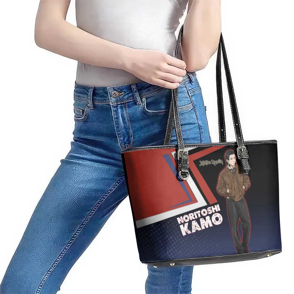 Noritoshi Kamo Leather Tote Bag Red and Navy Anime Style