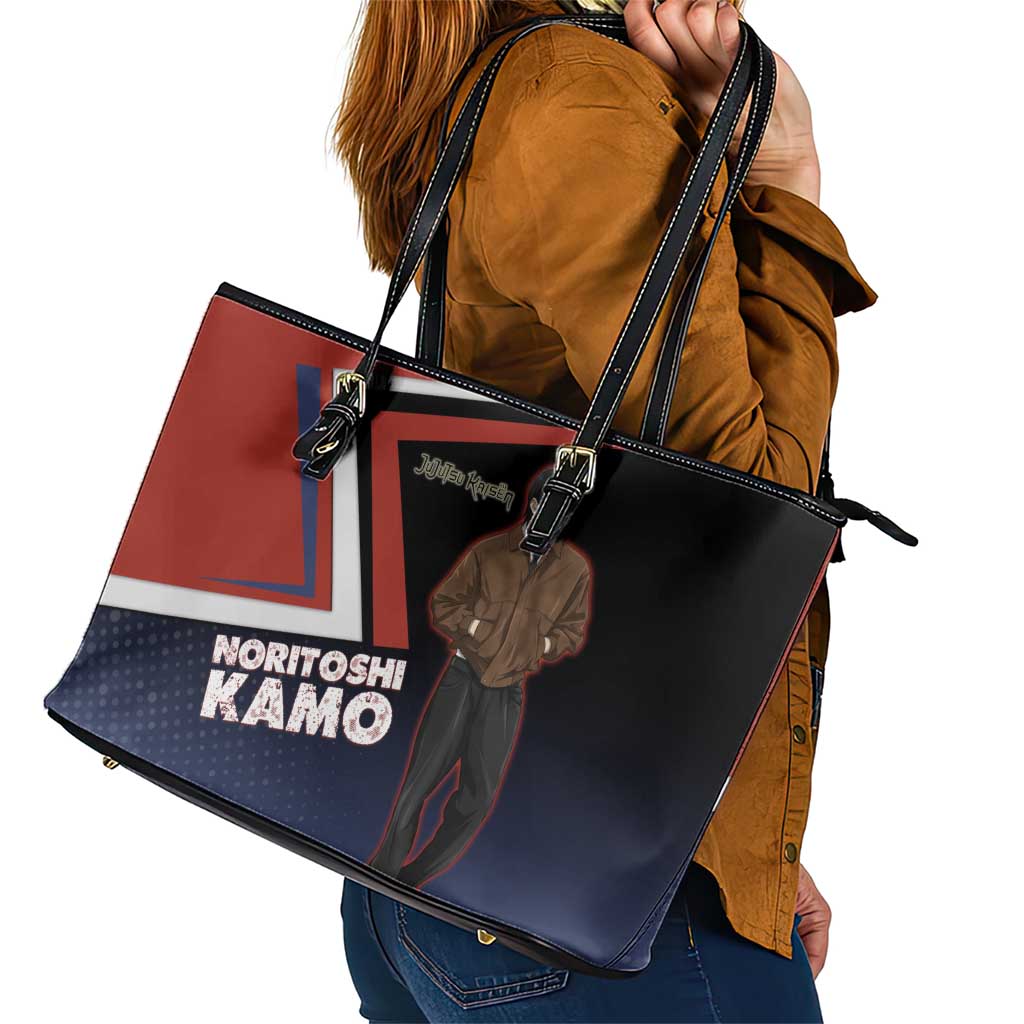 Noritoshi Kamo Leather Tote Bag Red and Navy Anime Style