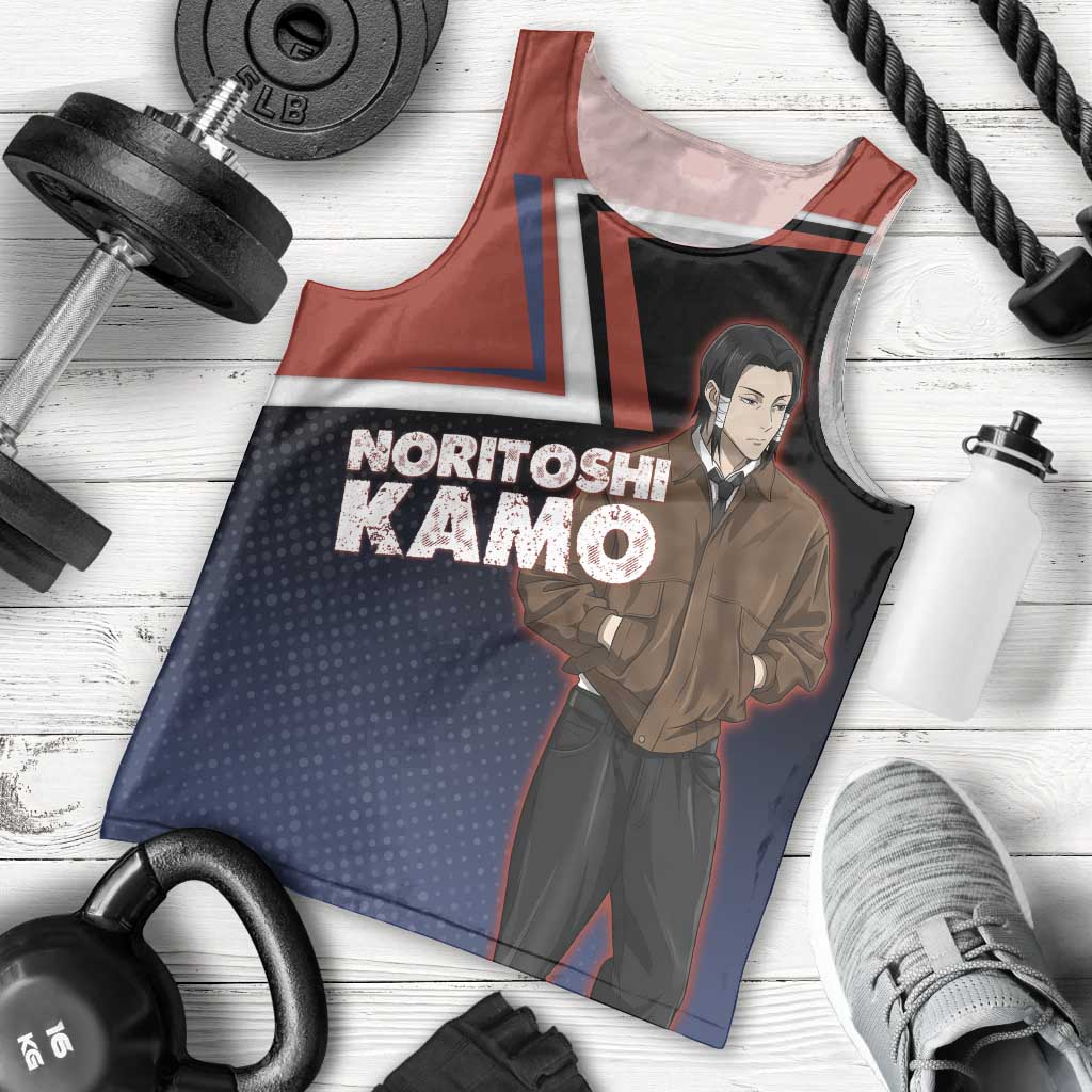 Noritoshi Kamo Men Tank Top Red and Navy Anime Style