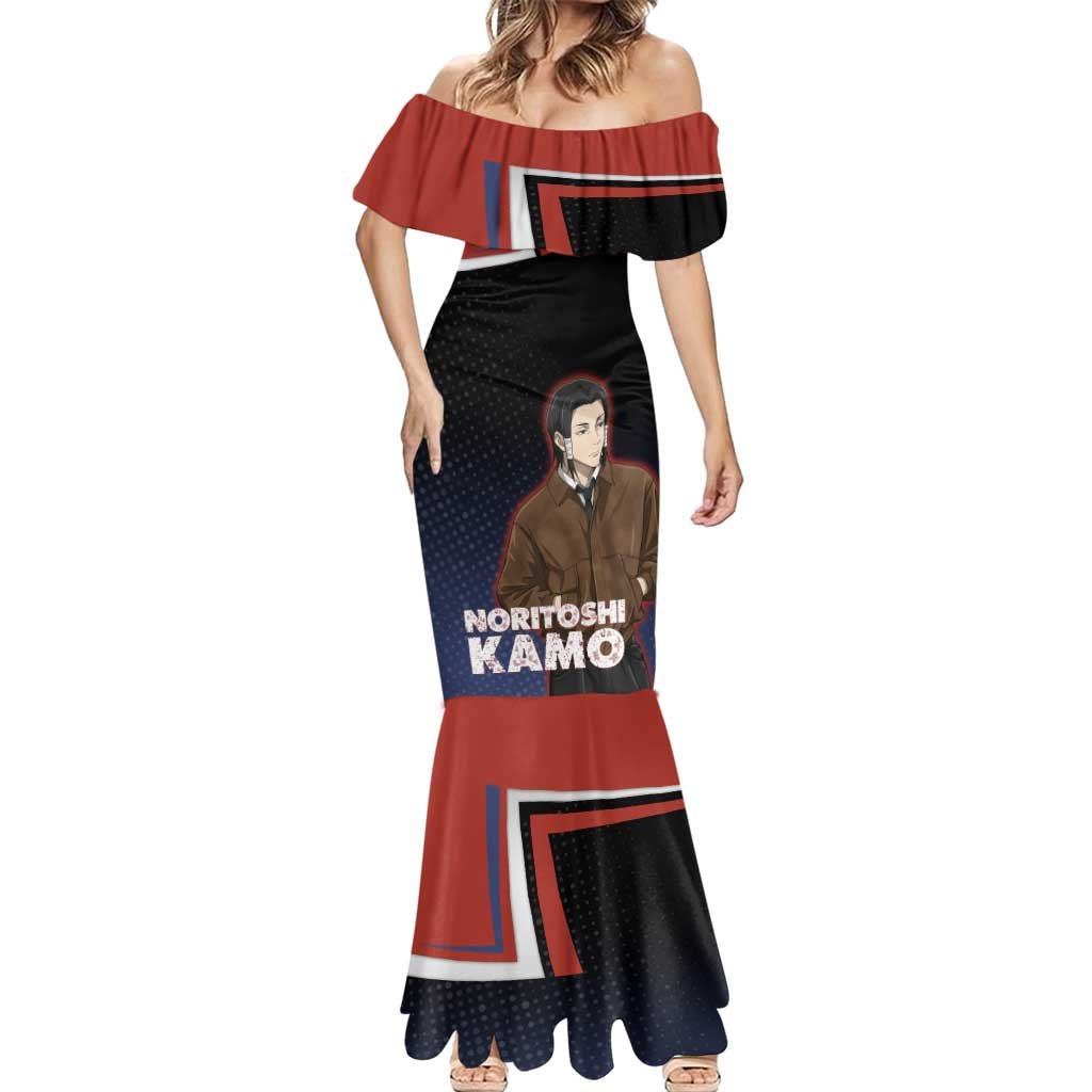 Noritoshi Kamo Mermaid Dress Red and Navy Anime Style