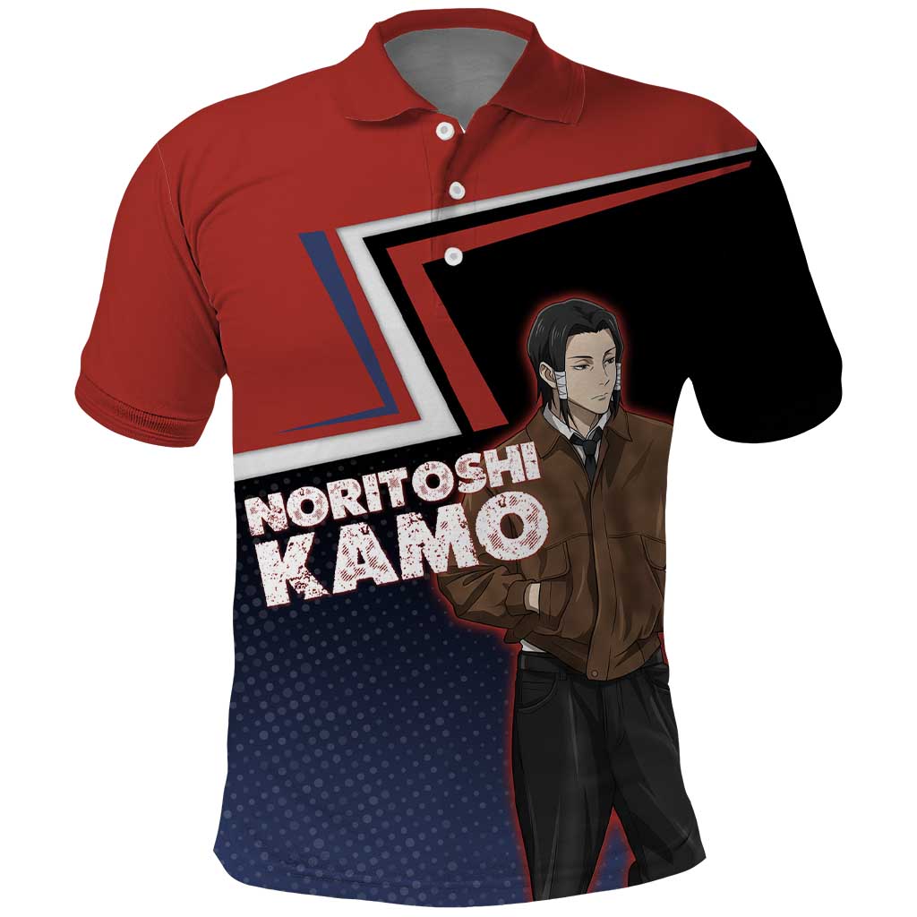 Noritoshi Kamo Polo Shirt Red and Navy Anime Style
