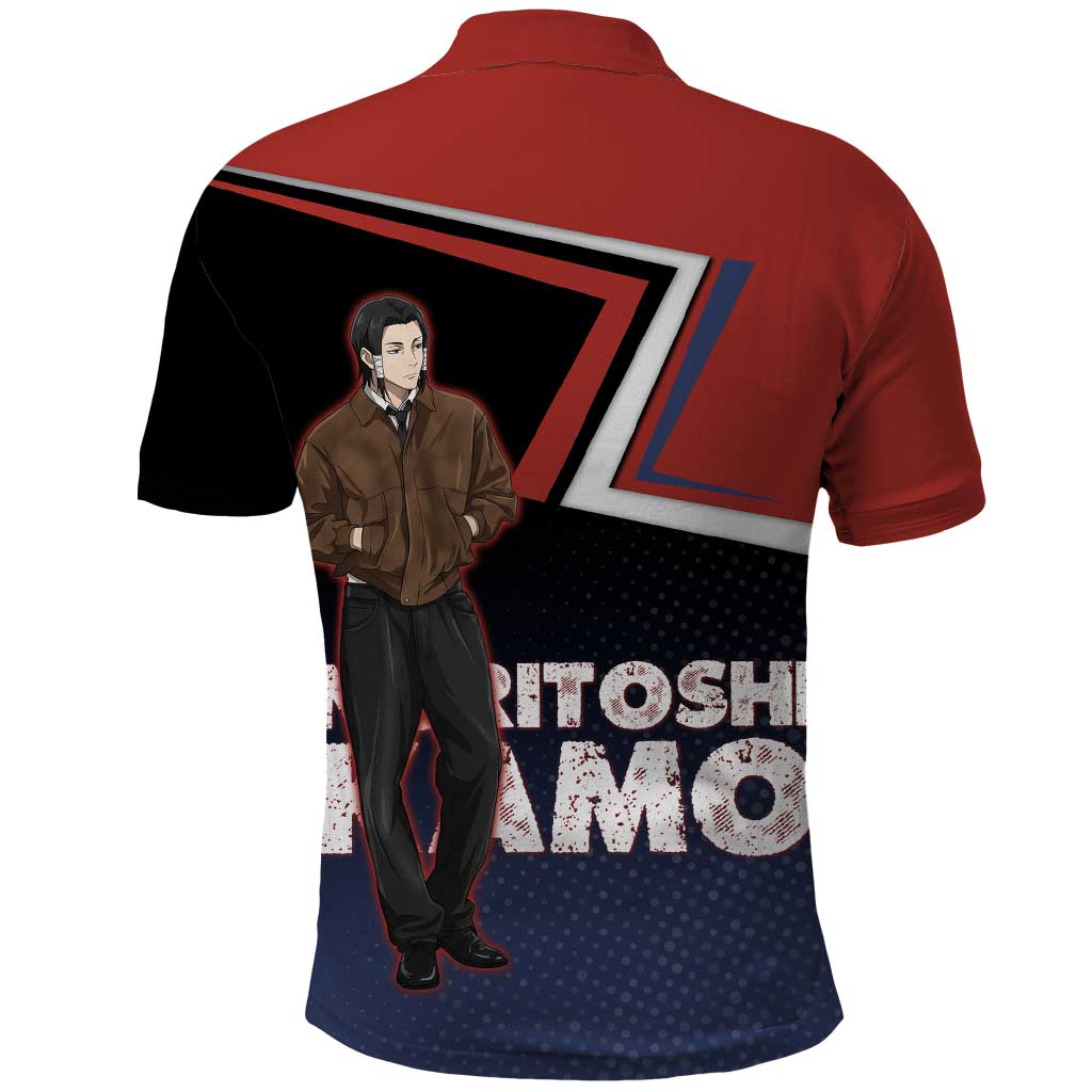 Noritoshi Kamo Polo Shirt Red and Navy Anime Style