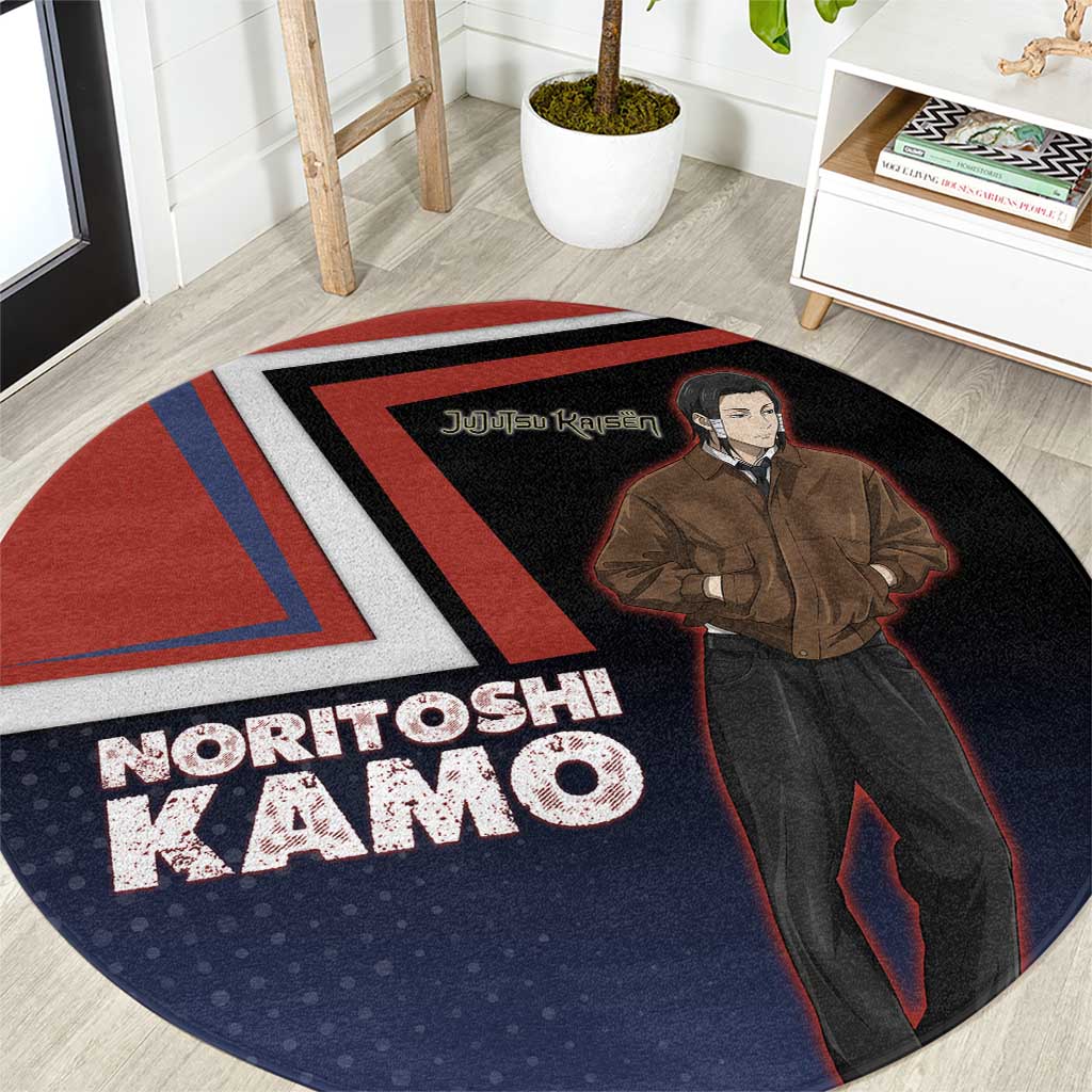Noritoshi Kamo Round Carpet Red and Navy Anime Style