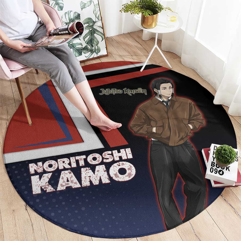 Noritoshi Kamo Round Carpet Red and Navy Anime Style