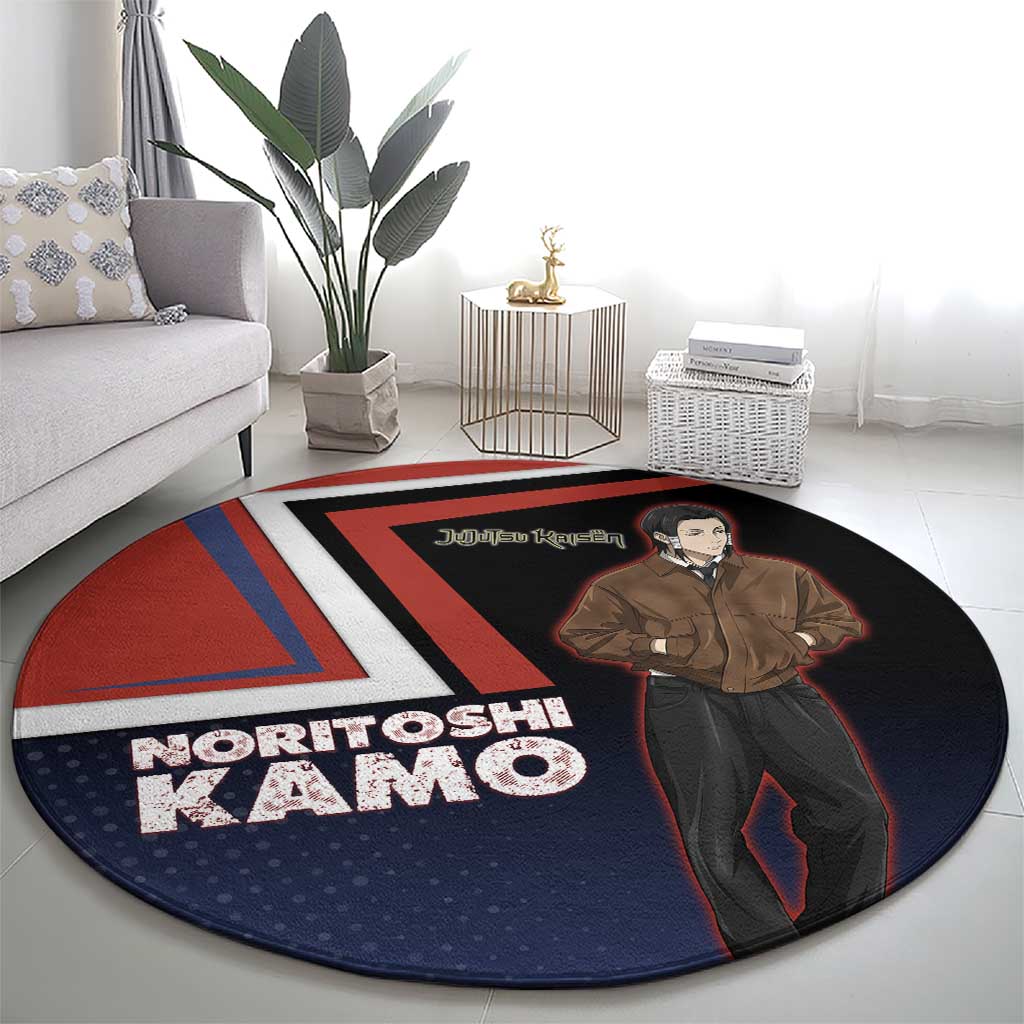 Noritoshi Kamo Round Carpet Red and Navy Anime Style