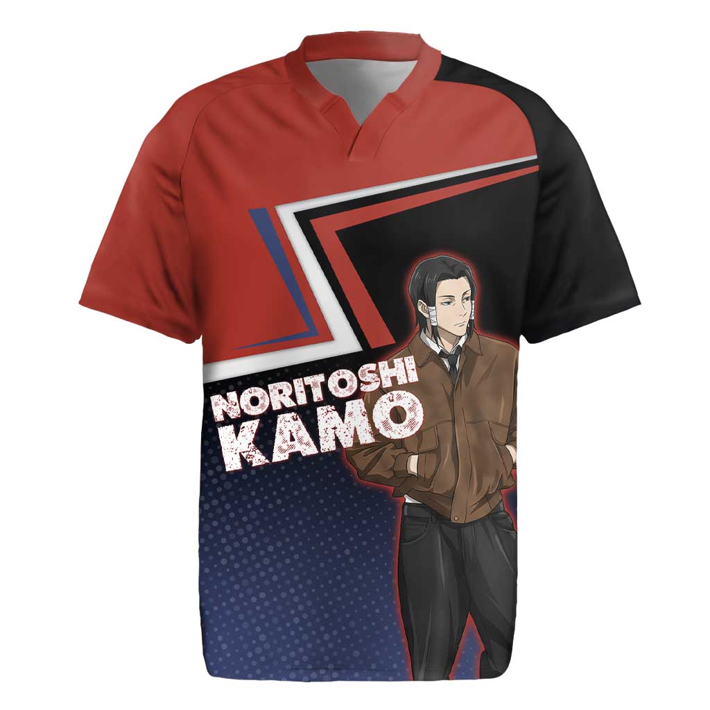 Noritoshi Kamo Rugby Jersey Red and Navy Anime Style