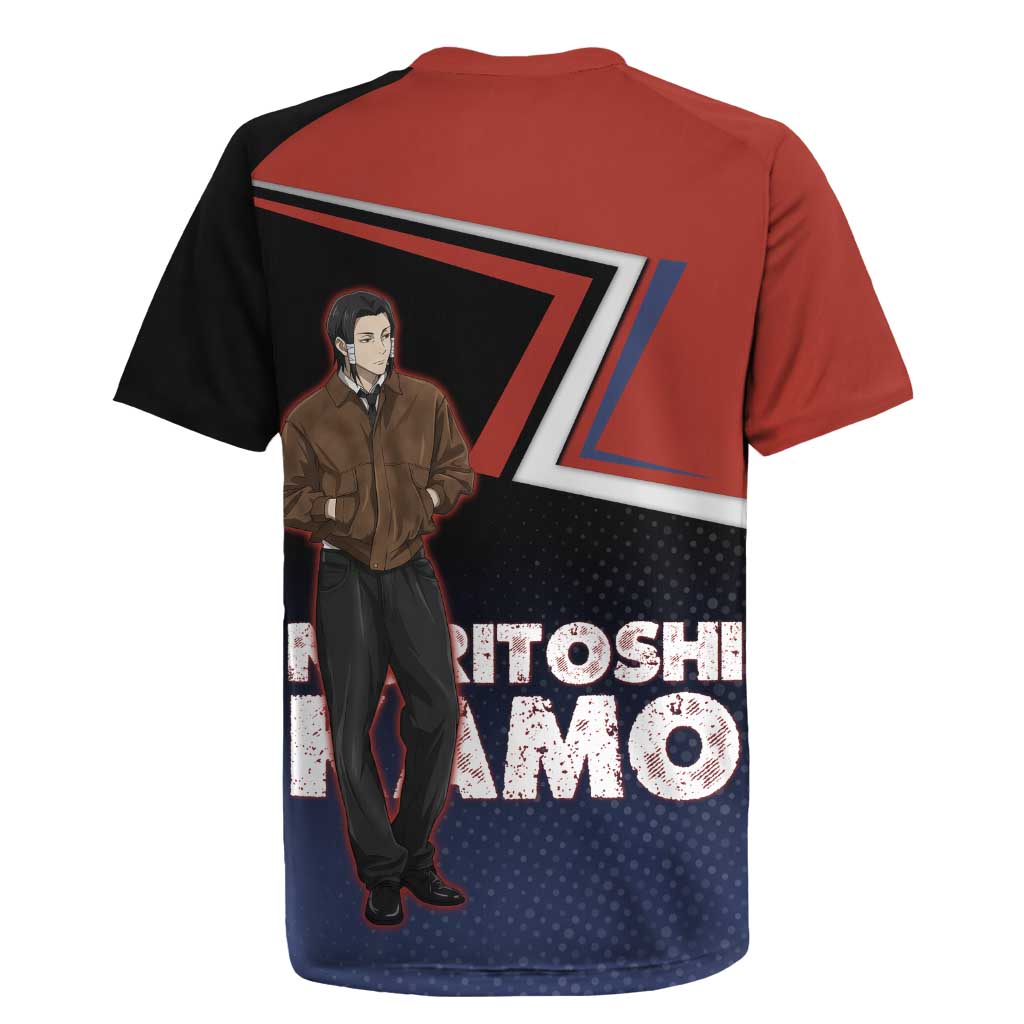 Noritoshi Kamo Rugby Jersey Red and Navy Anime Style