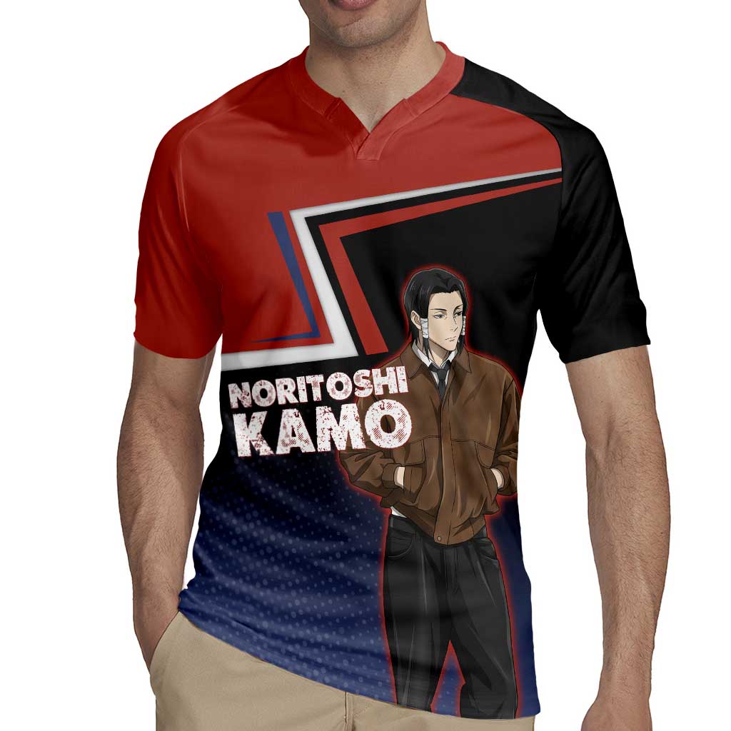 Noritoshi Kamo Rugby Jersey Red and Navy Anime Style