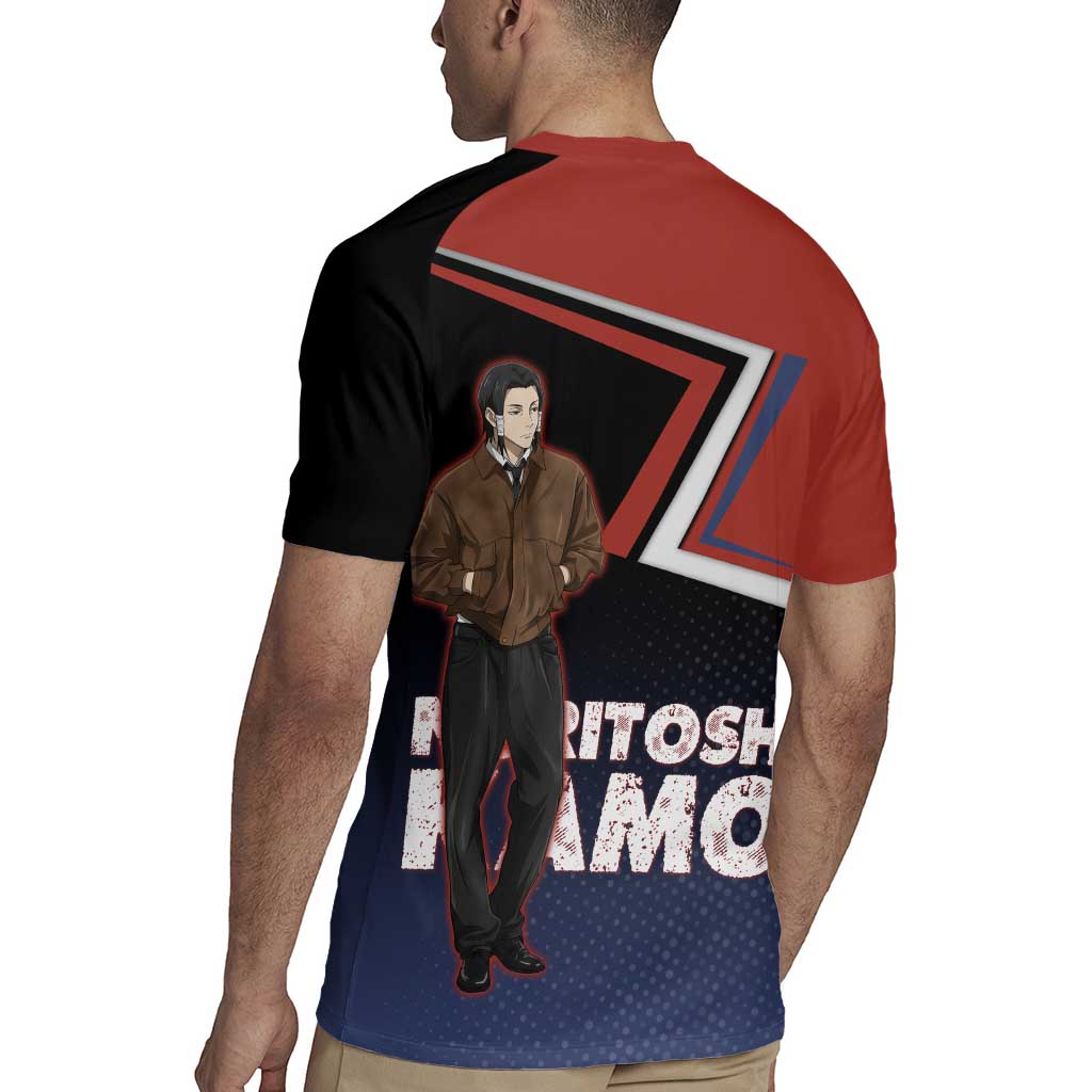 Noritoshi Kamo Rugby Jersey Red and Navy Anime Style