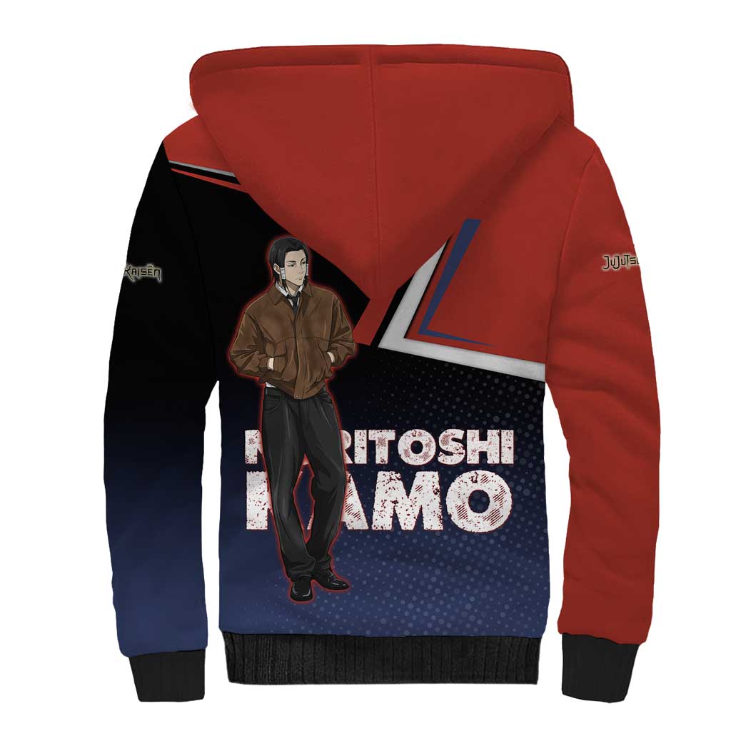 Noritoshi Kamo Sherpa Hoodie Red and Navy Anime Style