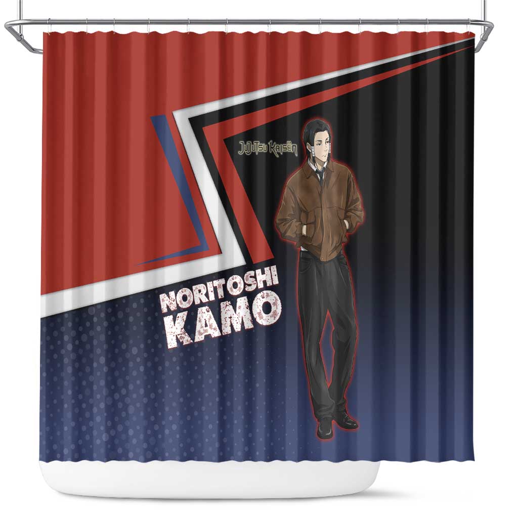 Noritoshi Kamo Shower Curtain Red and Navy Anime Style