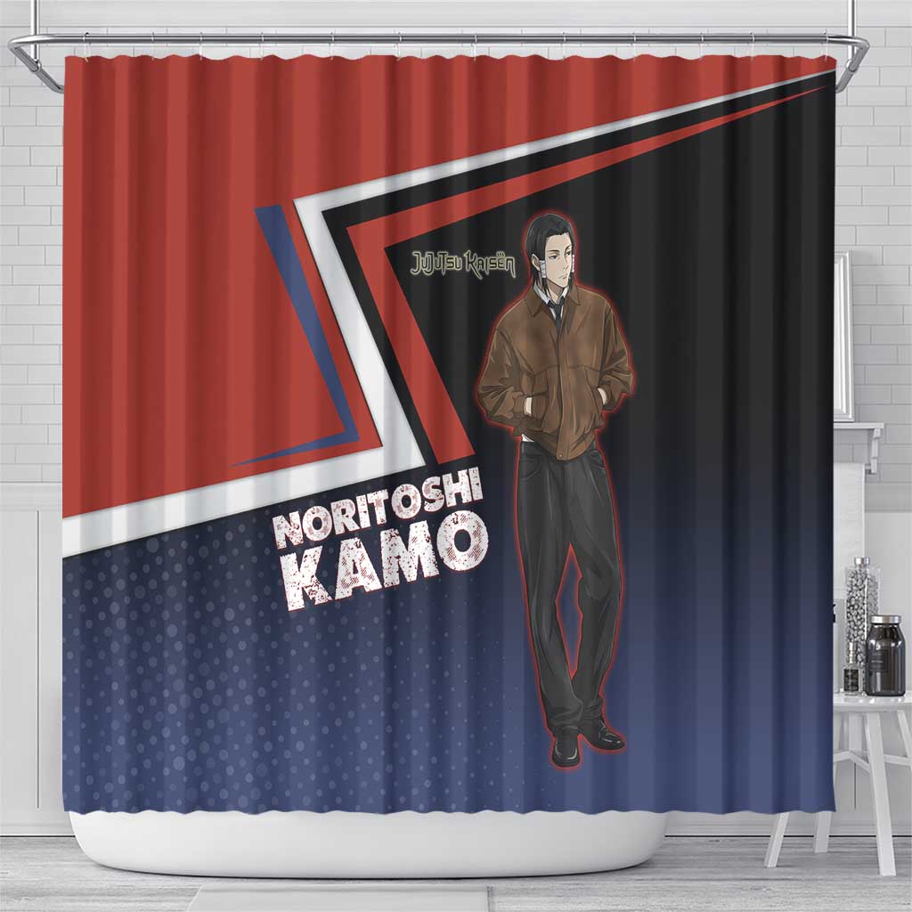 Noritoshi Kamo Shower Curtain Red and Navy Anime Style