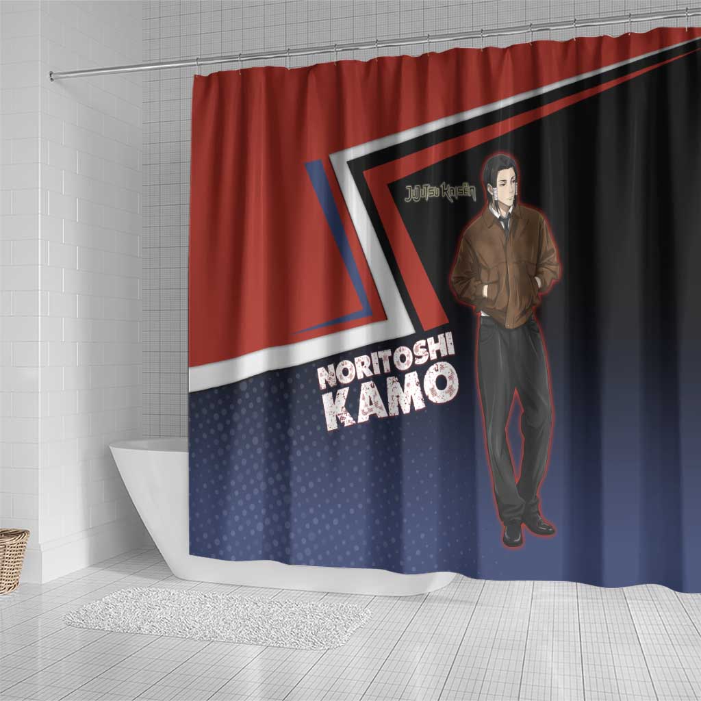 Noritoshi Kamo Shower Curtain Red and Navy Anime Style