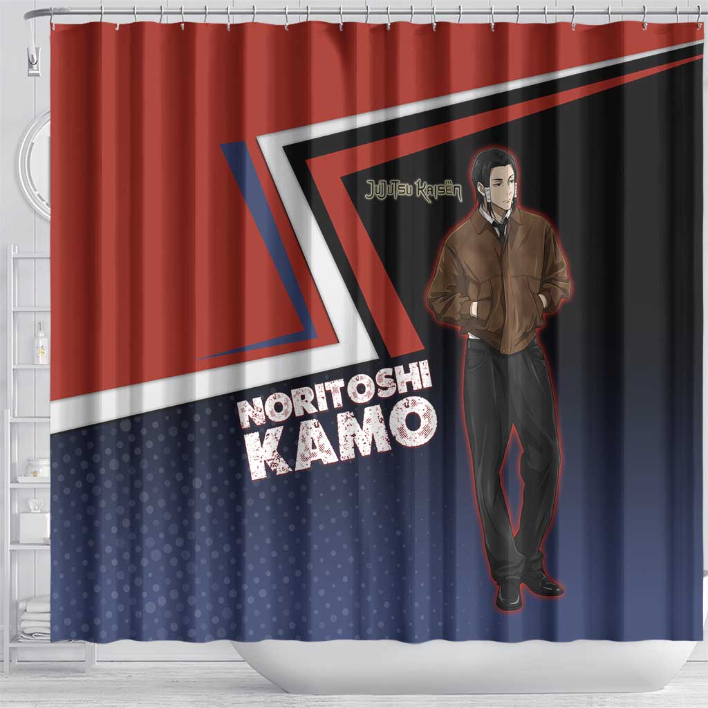 Noritoshi Kamo Shower Curtain Red and Navy Anime Style