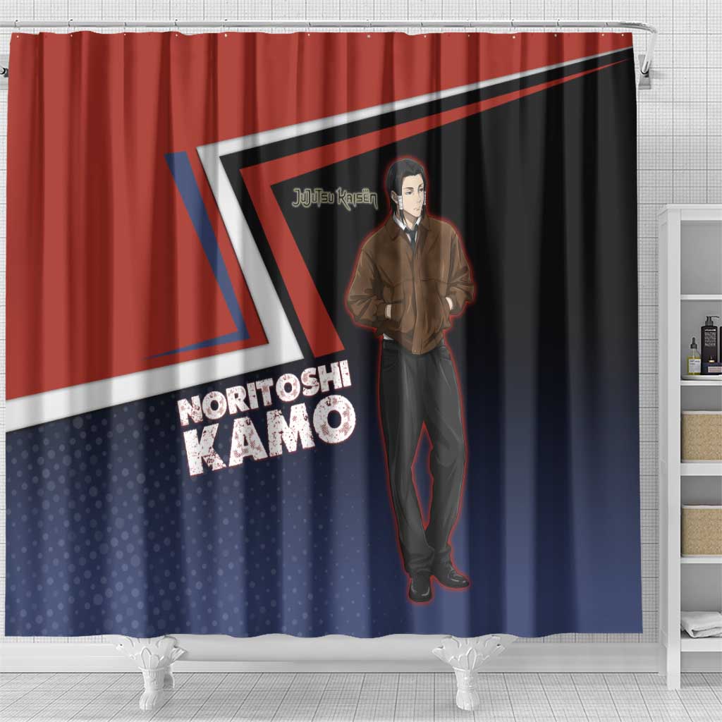Noritoshi Kamo Shower Curtain Red and Navy Anime Style
