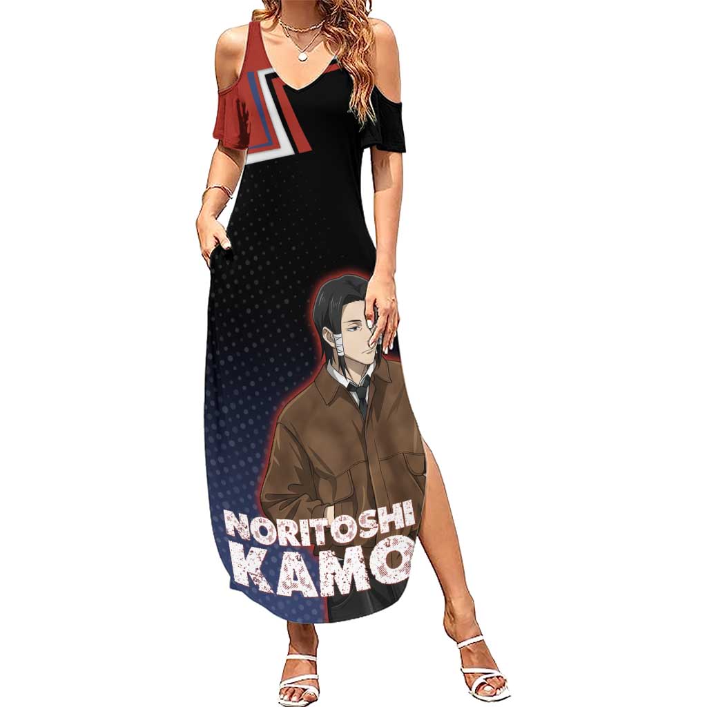 Noritoshi Kamo Summer Maxi Dress Red and Navy Anime Style