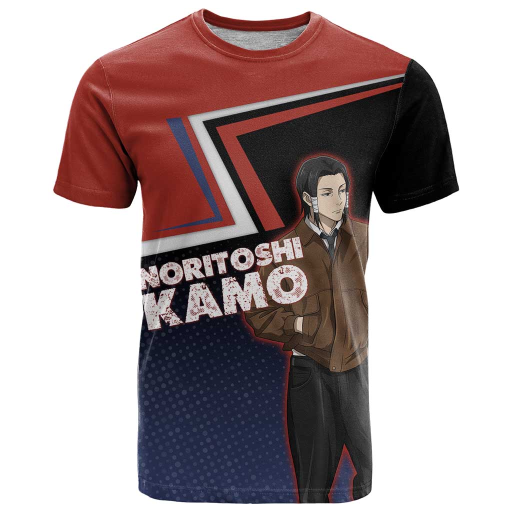 Noritoshi Kamo T Shirt Red and Navy Anime Style