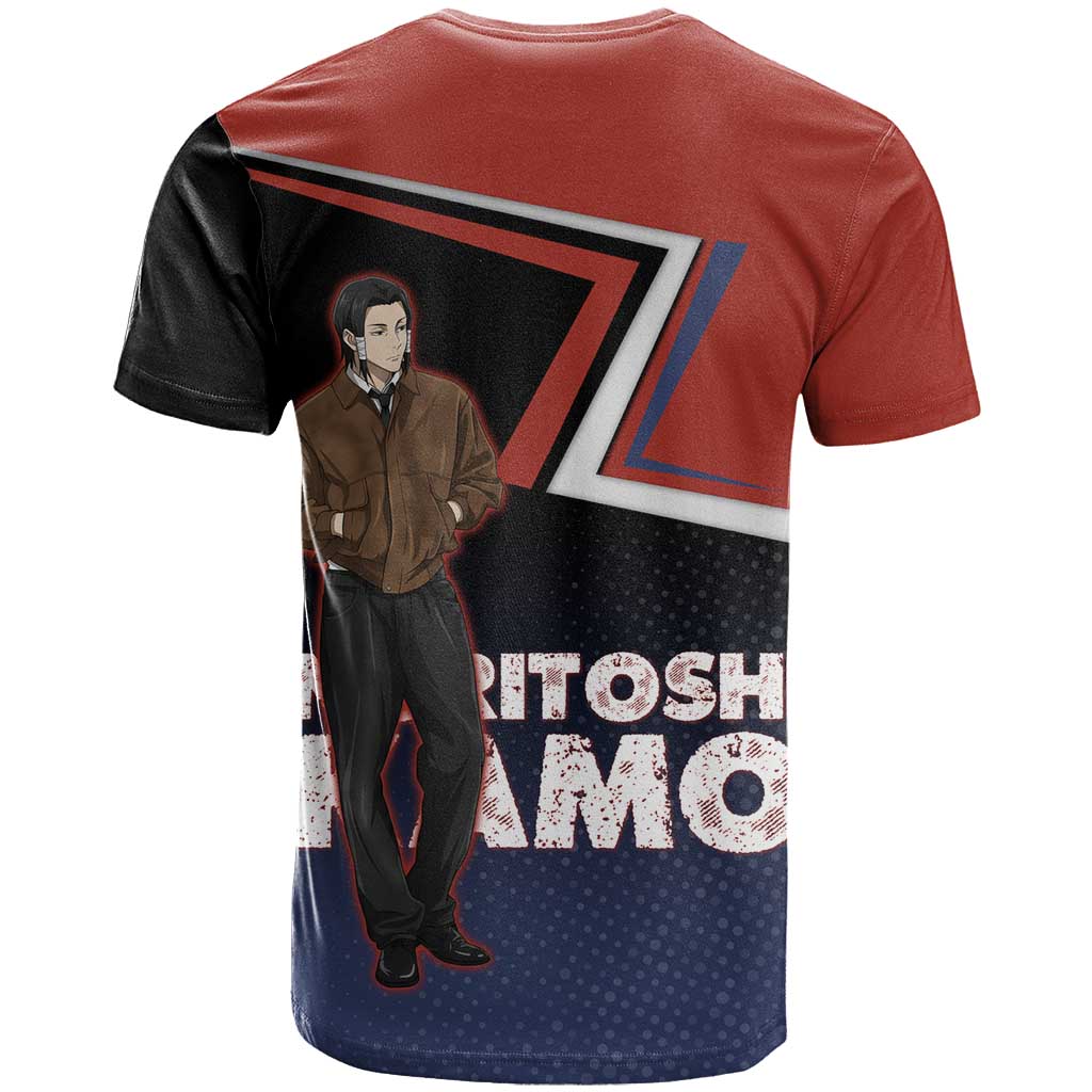 Noritoshi Kamo T Shirt Red and Navy Anime Style