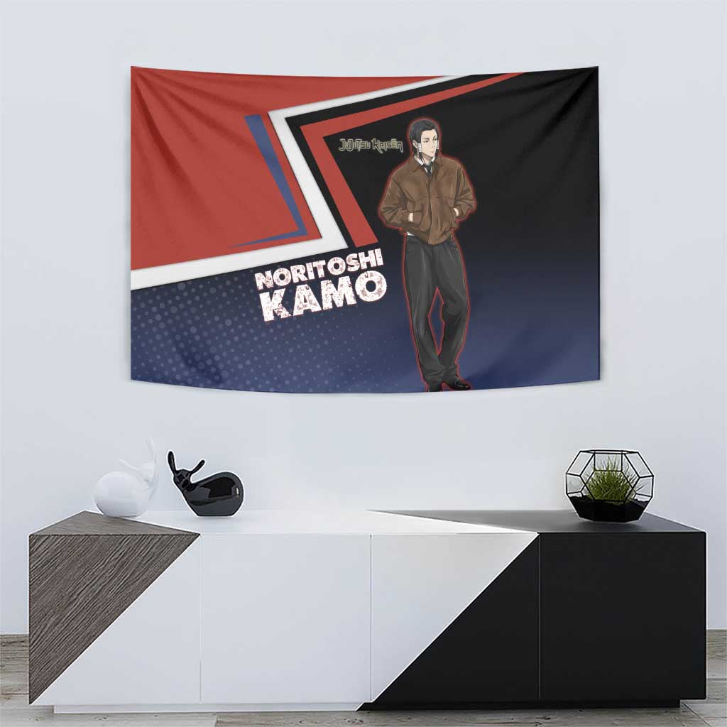 Noritoshi Kamo Tapestry Red and Navy Anime Style