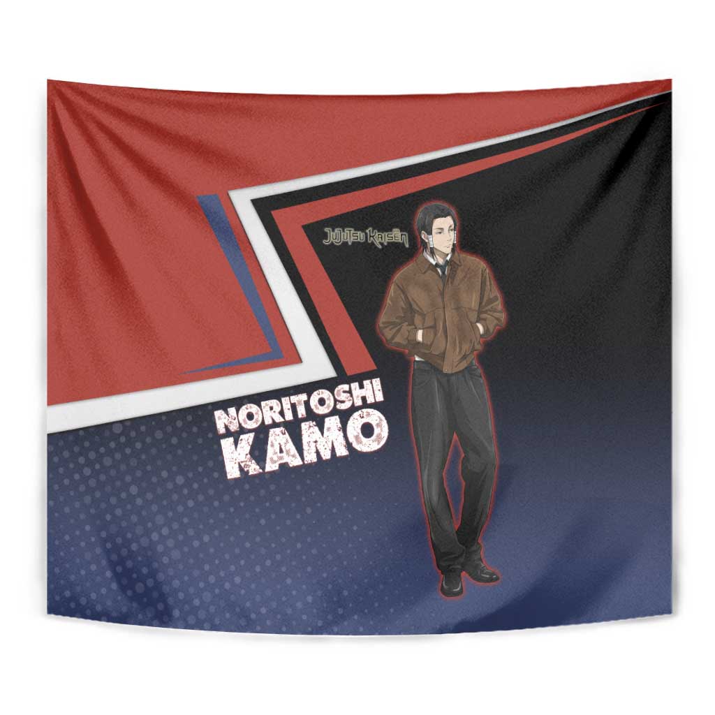Noritoshi Kamo Tapestry Red and Navy Anime Style