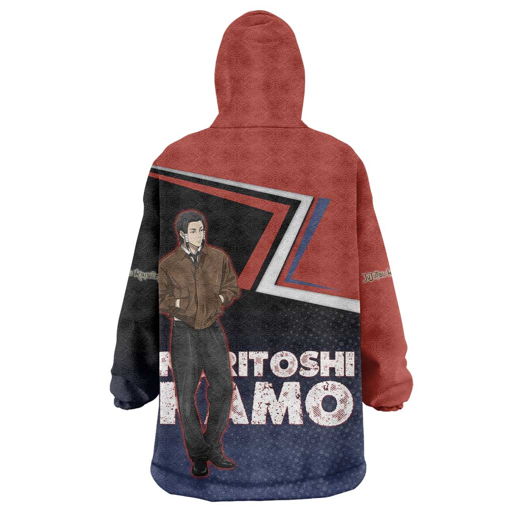 Noritoshi Kamo Wearable Blanket Hoodie Red and Navy Anime Style