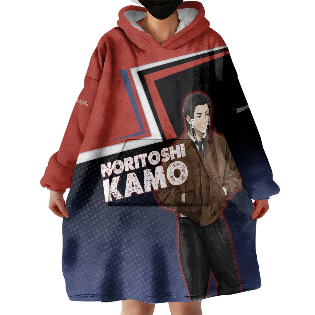 Noritoshi Kamo Wearable Blanket Hoodie Red and Navy Anime Style